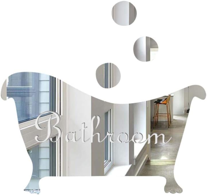 Heligen 3D Mirror Sticker Funny Door Entrance Sign kids Men Women Bathroom DIY Wall Reflector Men's and Women's Bathroom Wall Sticker Applique Bar Home Decor (Silver)