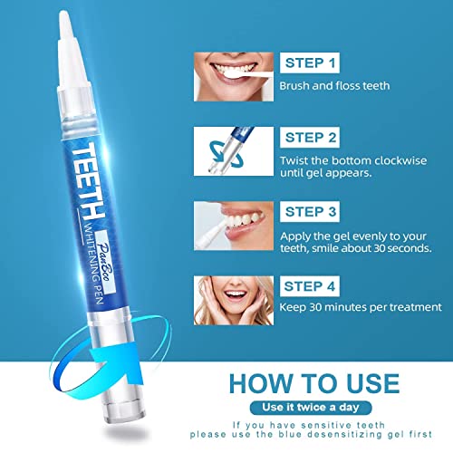 Teeth Whitening Pen 4+1, Use Twice A Day Up To 1-6 Shade Whiter In 1-2 Weeks, 4 Whitening Pens, 1 Desensitising Pen, 70+ Whitening Treatments, Effective, Pain Free And Enamel Safe, Easy To Use At Home #TOP5