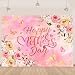 Pink Mothers Day Backdrop 7×5Ft Watercolor Floral Happy Mothers Day Banner Backdrop for Photography Pink Yellow Flowers Romantic Background for Mom's Party Celebration 84x60 Inch (Polyester)