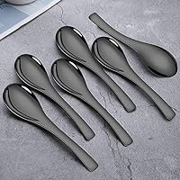 AYFDISHS Asiatische Suppenlöffel, 15,2 cm, schwarzer Edelstahl-Ramenlöffel, kurzer Griff, Löffel für Ramen & Pho, 4 Stück, robust und spülmaschinenfest – Ansicht 7