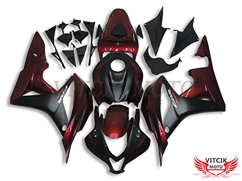 Vitcik (Fairing Kits Fit For Cbr600Rr F5 2007 2008 Cbr 600Rr F5 07 08 Plastic Abs Injection Mold Complete Motorcycle Body Aftermarket Bodywork Frame (Black & Red) A001 #TOP5