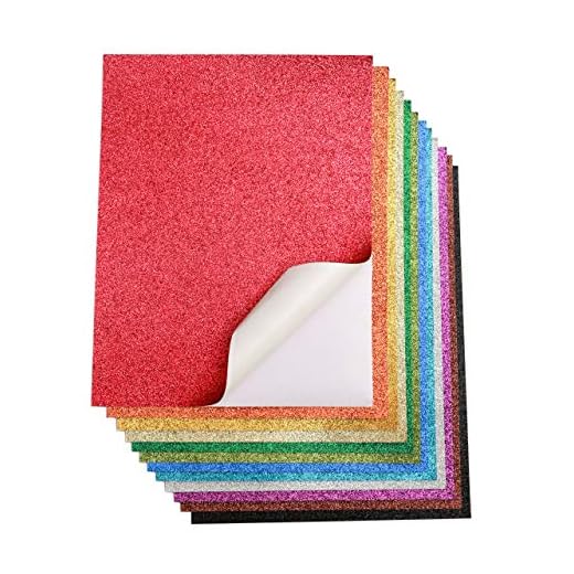 Glitter Cardstock - Self-Adhesive - 20 Pack - 8.5 x 11 Inches - Premium Glittery Sheets for DIY Crafts, Art Projects, Party Decor, Gift Box Wrapping - Sparkling Paper - 10 Color Assortments | 200GSM