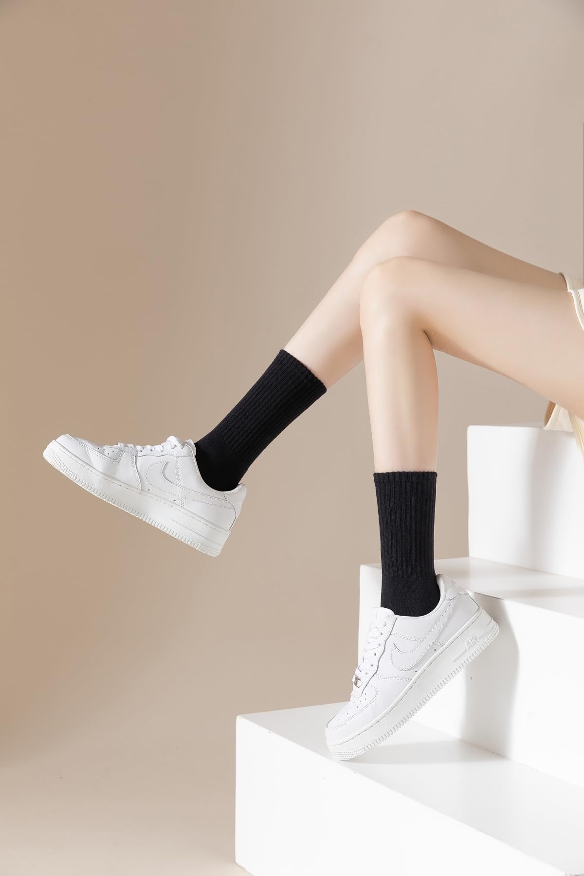 Irisbear - Calcetines de algodón acolchados para mujer, para correr, senderismo, atletismo, largos, 5 pares