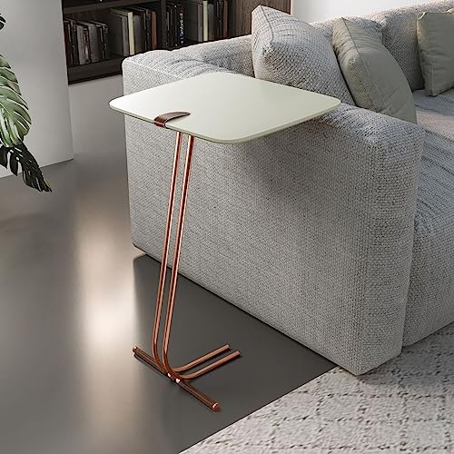 Mesa de Apoio Lateral Soft para Sofá - Base Cobre (Off-white)