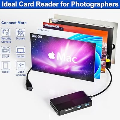 Sony Memory Stick pro Duo Adapter Reader - 8 in 1 SD/TF/MS/CF/XD Card Reader for USB-C Device, USB C Multi Memory Card Reader with 3 USB 2.0 Ports, XD Picture Card Reader