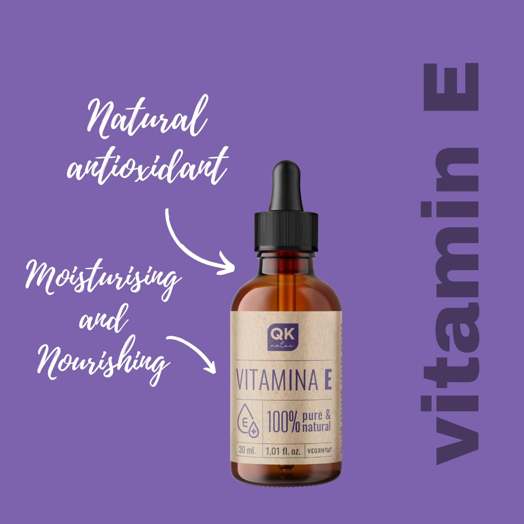 Pure Liquid Witamina E - Witamina E (tokoferol) 30 ml - Naturalny - Przeciwutleniacz i działanie przeciwstarzeniowe do twarzy, skóry, włosów i paznokci