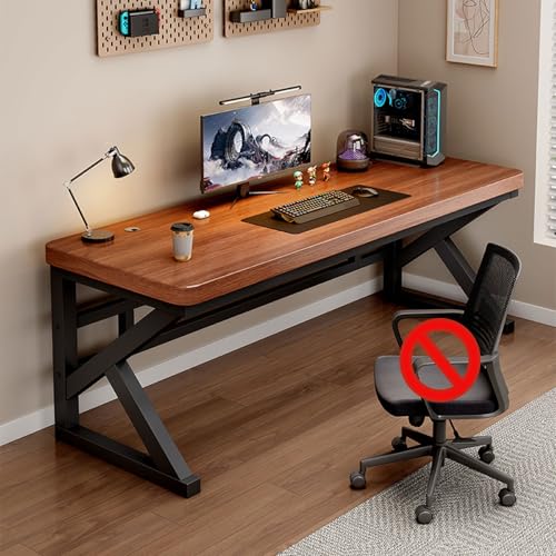GSSBDM パソコンデスク モニターアーム オフィスデスク 無垢材 机 pcデスク 天然木使用 書斎机 頑丈50×50mmスチール脚耐荷重K型スチール脚 長さ80/100/120/140/160/180cm 幅75cm 耐荷重400kg PC作業台 頑丈