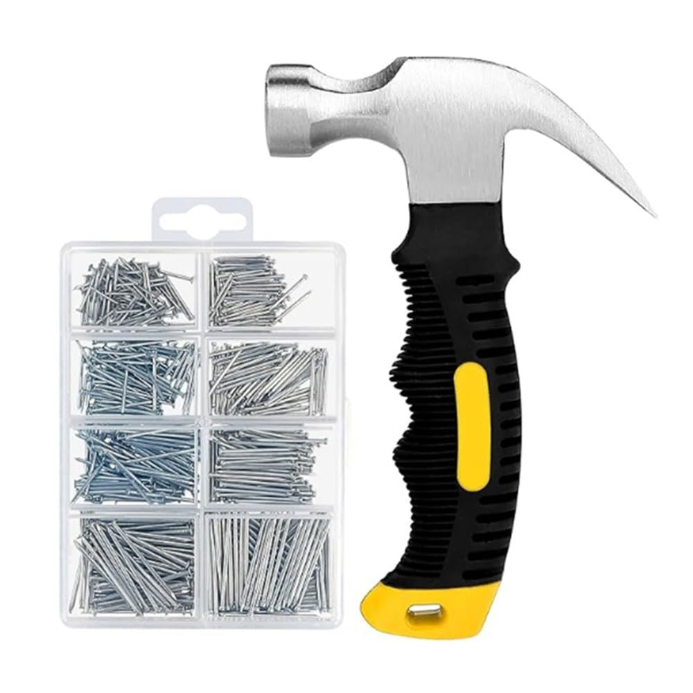 Jnchdghwa As Shown Picture Frame& For Hanging Wall Art Decor 700Pcs Nails Assortment Kit, 8Oz Small Hammer