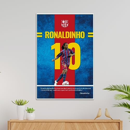 Image of TenorArts Ronaldinho Poster Barcelona Quotes Wall Posters Adhesives on back with Thick 300 GSM Matt Finish Papers (18inches x 12inches)