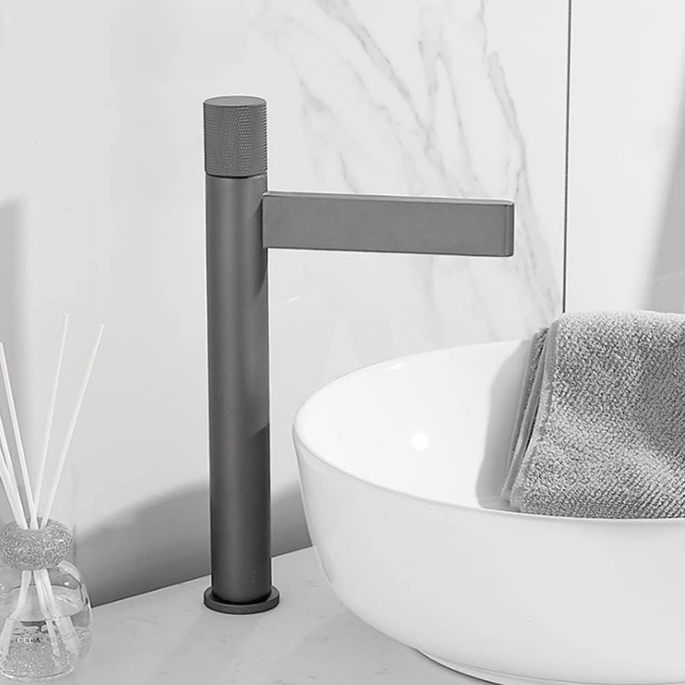 Robinet mitigeur d'évier en laiton gris idéal pour buanderie et balcon moderne