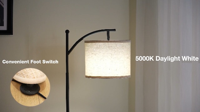 Image of Ambimall 60 inch Floor Lamp for Living Room with 3 Color Temperatures, Gold Standing Lamp with White Marble Base, Modern Tall Lamp for Bedroom Office, 9W LED Bulb Included