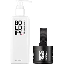 Boldify Hairline Powder + Shampoo Bundle Root Touchup Hair Loss Powder and Natural Volumizing Shampoo for Fine Hair Light Brown