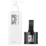 Boldify Hairline Powder + Shampoo: Bundle: Root Touchup Hair Loss Powder and Natural Volumizing Shampoo for Fine Hair (Dark Brown)