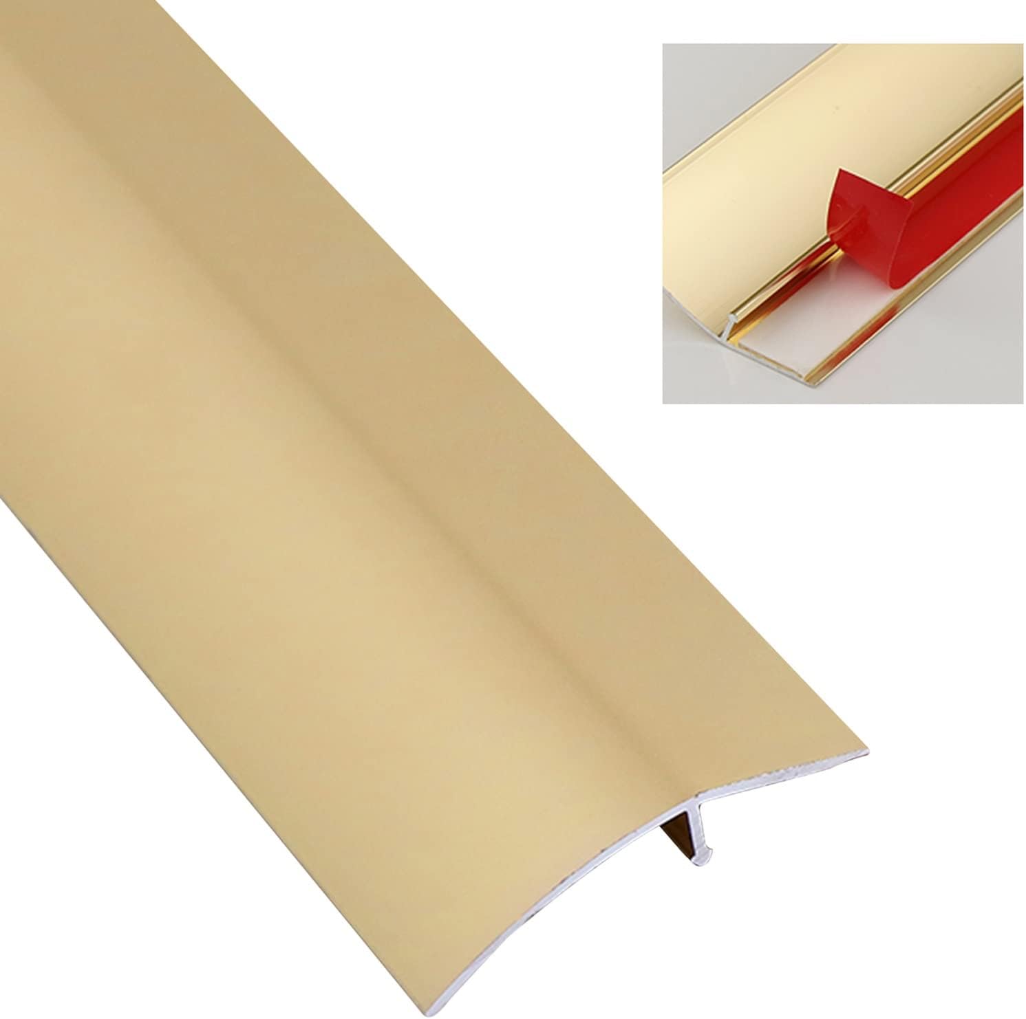 REMYS Doorway Uneven Floor Transition Strip, Carpet/Floor Threshold Transition Strips, Doorway Entry Self Adhesive Thresholds Reducer, Multiple Colors Door Edge Cover, Easy to Install (Color : Gold)