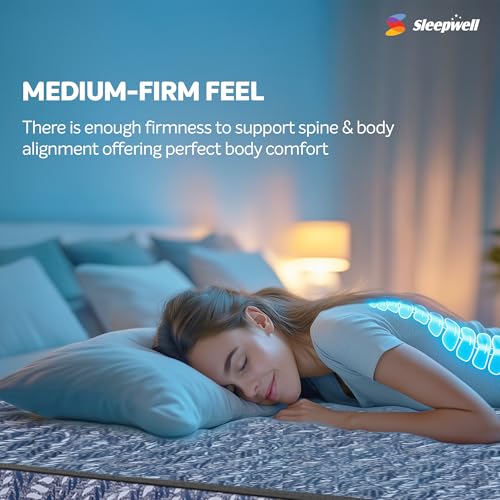 Image of Sleepwell Utsav Comfort Regular Mattress | Quiltec & Resitec (HR) Foam | Soft-top Feel | Neem Fresche Technology | Comfort & Support | Single Size | 75X35X5 | 5 Yrs Warranty