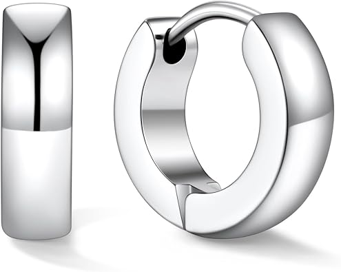 U7 Huggie Earrings, Small Hoop Earrings for Women, Hypoallergenic Stainless Steel Silver/Gold/Black Cartilage Earrings for Christmas Gift 7/8/9/10/12/14/16mm