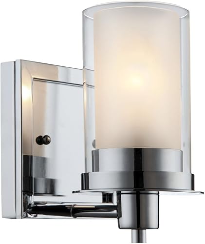 Miniatura 1 de Diseñadores Impresiones Juno 1Lámpara de pared lámpara de paredbaño Fixture de cromo pulido con Claro y vidrio esmerilado 73465