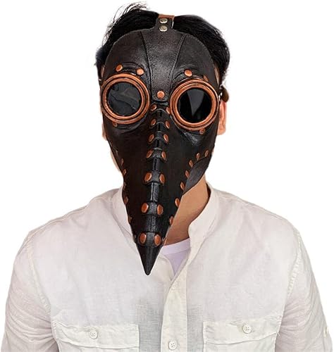 Miniatura 7 de Elolicu Máscara de médico de la peste, máscara de pájaro steampunk, máscara de látex para Halloween, pico de vapor, máscara de disfraz de fiesta punk