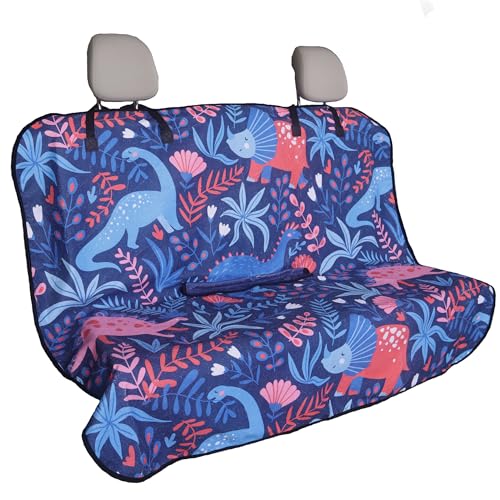 Image of Back Seat Cover for Car Trucks Van SUV Jeep,Waterproof Rear Bench Towel Seat Covers for Dogs and Kids,Automotive Backseat Protector (Dinosaur)