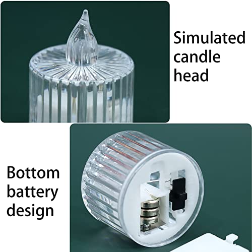 Gouccpu 12Pack Led Crystal Candle Light Table Centrepiece Flameless Candles Transparent Small Tea Wax Birthday Proposal Ins Desktop Decoration Create Atmosphere Smokeless Candles Tea Lights #TOP3