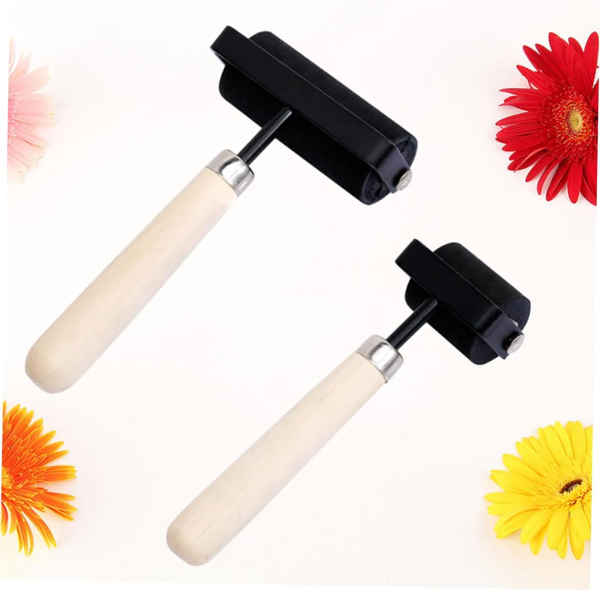 COHEALI 2pcs Relief Printing Printing Rollers Wooden Handles for Ink Distribution Stamping