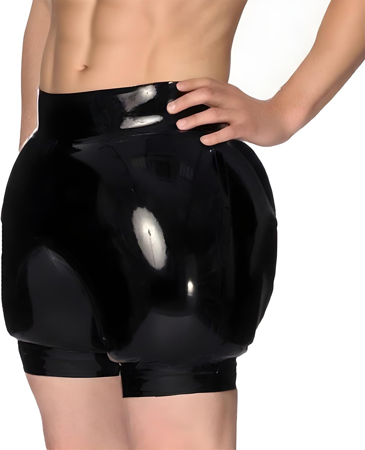 IOKUKI Men's Latex Rubber Inflatable Boxer Briefs,Latex Elastic Panties Handmade Club Boxers