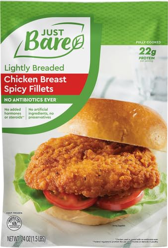 Just Bare ® Chicken Lightly Breaded Spicy Breast Fillets | Fully Cooked |22 G Protein | Frozen thumb #1