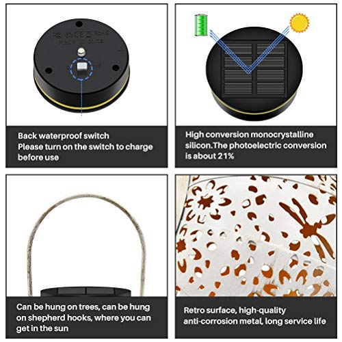 Luminária solar para jardim ao ar livre com sombra, lanterna suspensa, energia solar, jardim, paisag