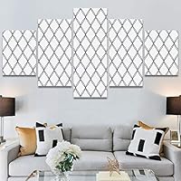 SIGNWIN 5 Panel Canvas Wall Art Modern Art Decorative Elements Fun Geometric Mixed Media Multicolor Patterns for Home Decorations Ready to Hang - 60