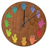 WeiaMaoYi Woodgrain Nursery Wall Clock for Kids Large Wooden Wall Art Decoration Christmas Clock Gifts 12 inches