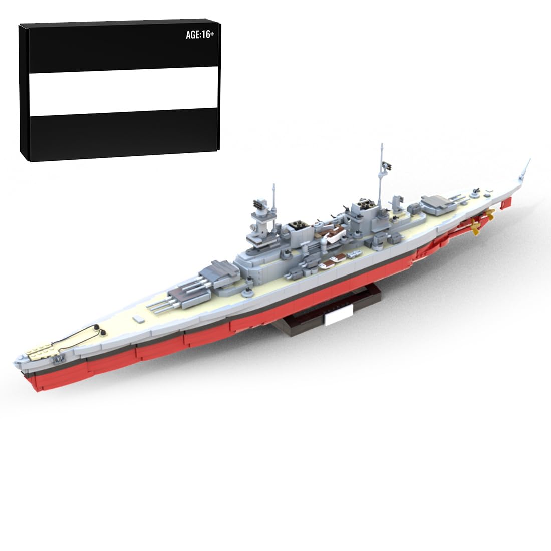 MOC Klemmbausteine Kriegsschiff Modell, 2422 Teile 1/300 Militärisches Seekriegsschiff Technik Schiff Set