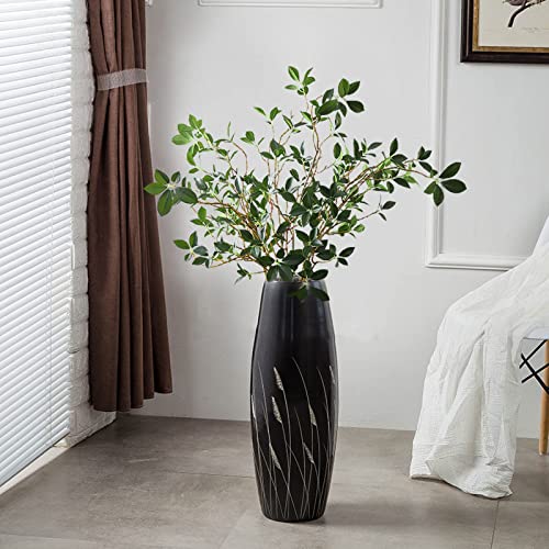 Dulrlly 3 Pcs Artificial Ficus Branches Leaf Spray, Faux Greenery Long Stems 44.5 Inch Tall Ficus Twig Fake Plastic Plant For Floral Arrangements Home Office Decor Vase Filler #TOP6