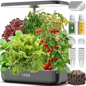 LYKOCLEAN Hydroponics Growing System 12 Pods Indoor Herb Garden with Grow Light Water Pump Automatic Timer Smart Indoor Gardening System for Salad Lettuce Fruit Vegetable Plant Grey
