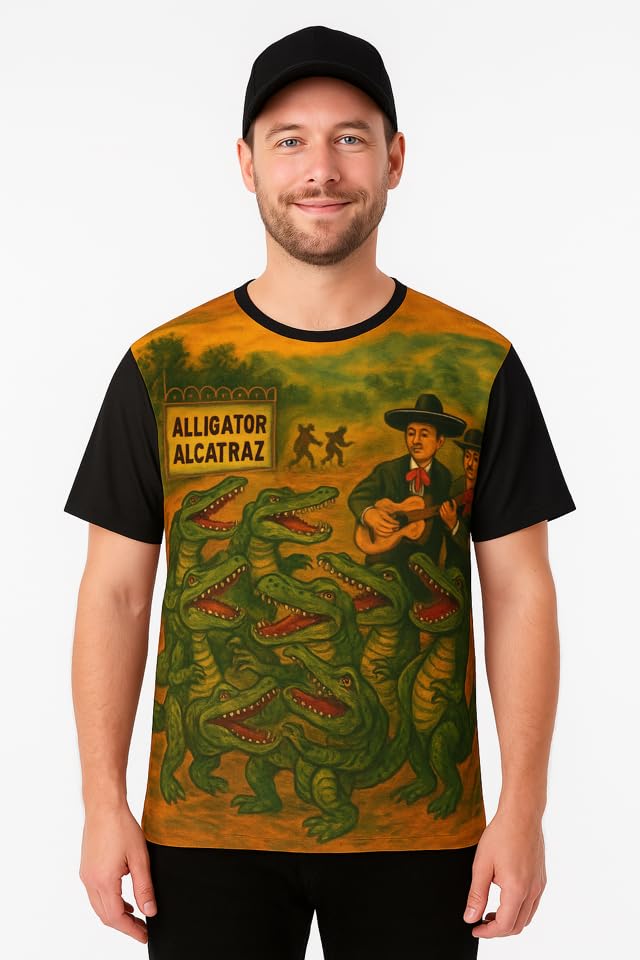 CoastWare™ Escape Alligator Alcatraz Jersey – Black Sleeves Version, Unisex Sports Shirt for Satire Fans &#038; Casual Athletes