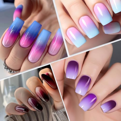 Image of 2 Pcs Nail Gradient Painting Brush Nail Art Brushes Ombre Nail Brush Manicure Tools with Rhinestone Handle UV Gel Polish Nail Drawing Pen for Nail Design
