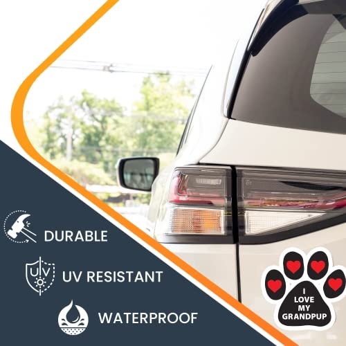 Image of I Love My Grandpup with Hearts Pawprint Car Magnet 5 Inch, Dog Lover Gift