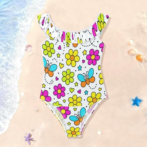 Maillot de bain à volants filles floral coloré 3 4 5 6 ans