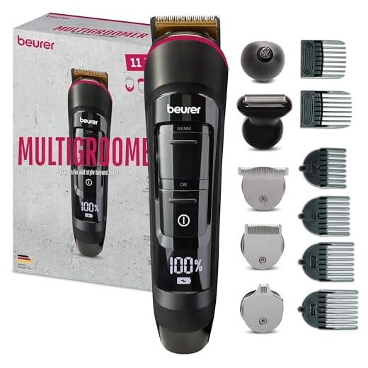 Beurer MN9X Multigroomer, zum Trimmen & Rasieren am ganzen Körper, 11 hochwertige Edelstahl-Aufsätze (Barttrimmer, Haarschneider, Bodygroomer, Ohr- und Nasenhaarschneider), wasserdicht, Akku betrieben