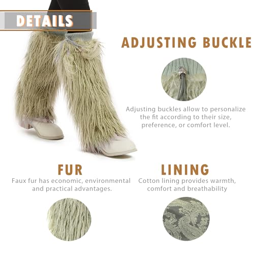 Image of Fur Leg Warmers Furry Faux Fur Winter Leggings Boot Cuffs Toppers for Women
