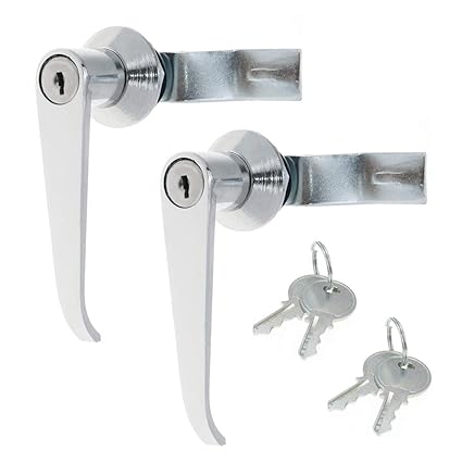 Quluxe 2 Pack Chrome Finish Zinc Alloy Handle Locks, Distribution Box Cabinet Door Handle Locks, Industrial Mechanical Locks with Keys