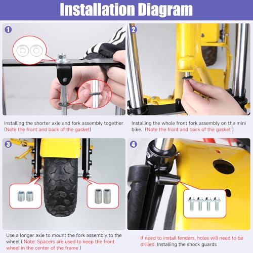 Image of Mini Bike Front Suspension Fork Kit Compatible with Monster Mega Moto 80cc 105cc Motovox MBX10 MBX11 Coleman CT100U Baja GMB100 TrailMaster Storm 200 Parts 7 /8 Handlebar