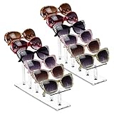 MOOCA 2 Pcs Set, 6 Tier Premium Acrylic Eyeglass Holder Stand, Sunglasses Orgaznizer, Sunglass Holder, Eyeglass Display, Eyewear Rack, Glass Display, 8 in H