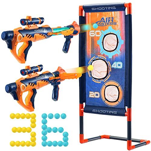 Shooting Game Toy Foam Balls Gun for 6 7 8 9 10+ Years Old Boys, 2PCS Player Foam Blaster Toy Guns with Standing Shooting Target, Toy Foam Blaster Guns and 36 Foam Balls