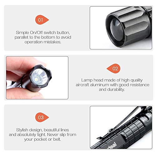 Enjoydeal 5Pcs Led Pen Light Flashlight Ultra Slim Xpe-R3 1000Lm Penlight Waterproof Pocket Flashlight For Indoor Outdoor Inspection Work Repair And Emergency 5.5Inch #TOP2
