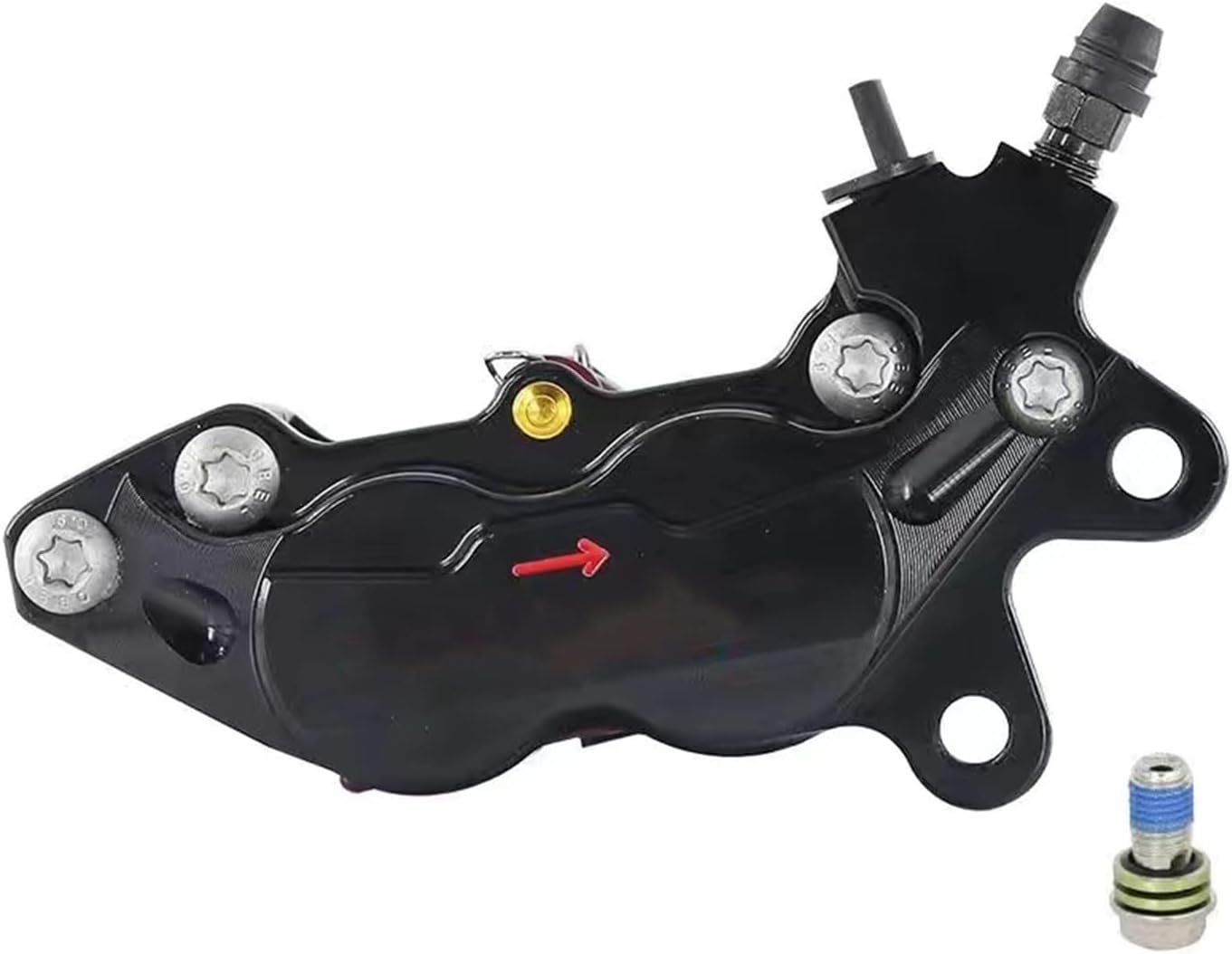 Motocyklowy zacisk hamulca osiowego 40 mm mocowanie 4 tłok uniwersalny (kolor: czarny prawy)