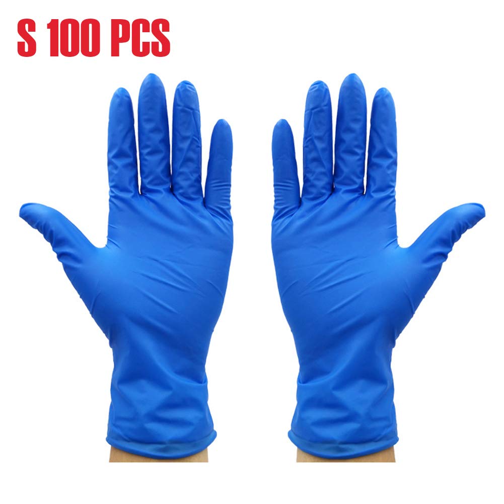SUNGIFT 100pcs Non-slip Disposable Nitrile Gloves Powder-free Exam Gloves, Rubber Gloves Blue