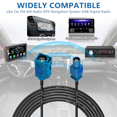 SZSAUTO Fakra Z Male to Female 10 Ft 3m Car Antenna Extension Cable for Vehicle Stereo Android Head Unit GPS Navigation Sirius XM Satellite Radio AM FM Radio 4G LTE Telematics Bluetooth Module - Thumbnail 5