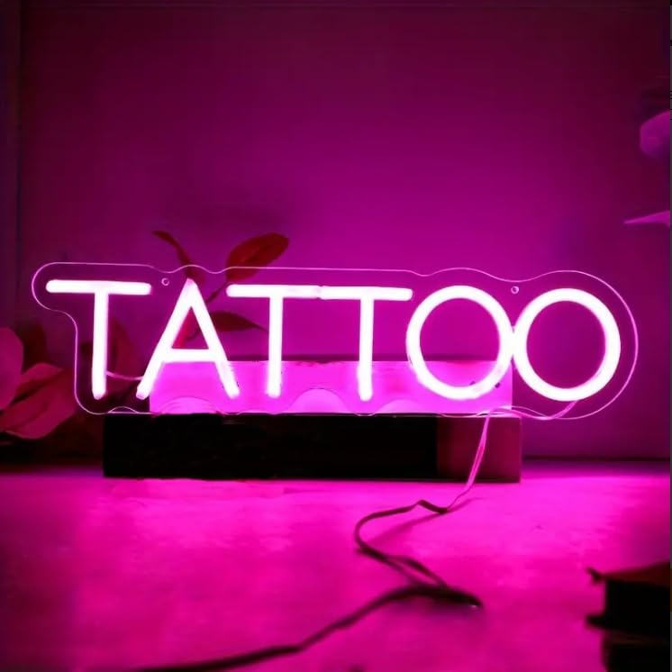 HFHungkeong Dimmable Tattoo Neon Sign,Pink PersonNeon Signs,Reusable Arylic Tattoo Led Sign with Dimmer for Tattoo Salon Studio - Image 2