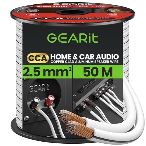 Cable de altavoz flexible de 50m color blanco para ocultar el cableado en la pared
