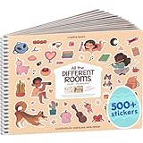 All The Different Rooms 500+ Sticker Book by Cupkin Fashion Toddler Travel Activity Coloring + Sticker Book, Easter Basket Stuffer, 12 Coloring Pages + Side by Side Scenes for 2–8 Years Children